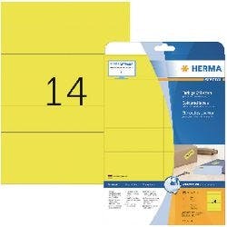 HERMA Multifunktionsetiketten SuperPrint DIN A4 Gelb Rechteckig 105 x 42,3 mm Rechteckig 280 Etiketten pro Packung Produktbild