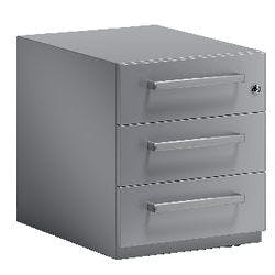 Bisley Rollcontainer Note 3 Schubladen mit Frontgriff Silber 420 x 565 x 495 mm Produktbild