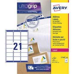 AVERY Zweckform Abziehhilfe QuickPEEL,ultragrip Adressetiketten L7160-100 haftend DIN A4 Weiß 63,5 x 38,1 mm 100 Blatt à 21 Etiketten Produktbild
