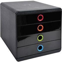 Exacompta Schubladenbox Pop Box Polystyrol Schwarz, Harlequin 27,8 x 34,7 x 26,7 cm Produktbild