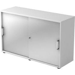 Hammerbacher Schiebetürenschrank Spanplatte 1 Fachboden abschließbar 1.200 x 400 x 748 mm Silber, Weiß Produktbild