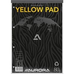 AURORA Notizblock Gebunden DIN A4 Liniert Papier Gelb, Schwarz Perforiert 160 Seiten 80 Blatt Produktbild