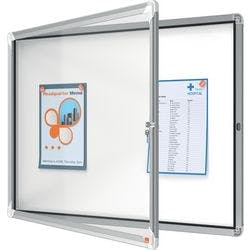 Nobo Premium Plus Magnetischer Abschließbarer Schaukasten 1902579 Für den Außenbereich Wandmontierbar Alurahmen Klapptür aus Sicherheitsglas 8xA4 Weiß 924 x 668 mm Produktbild
