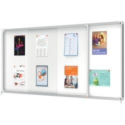 Nobo Premium Plus Magnetischer Abschließbarer Schaukasten 1902572 Für den Innenbereich Wandmontierbar Alurahmen Schiebetür aus Sicherheitsglas 27xA4 Weiß 2000 x 970 mm Produktbild