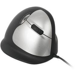 R-Go Tools Kabelgebundene Right Handed Vertical Ergonomische Optische Maus HE (above 185mm) Mit 1,6 m USB-A Kabel Schwarz, Silber Produktbild