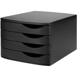 Djois Re-Solution Schubladenbox 4 DIN A4 PS (Polystyrol) Schwarz 30 x 37,5 x 21,6 cm Produktbild