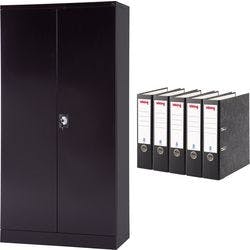 Realspace Aufbewahrungsschrank Stahl 4 Fachböden Abschließbar 920 x 420 x 1.800 mm Schwarz Produktbild