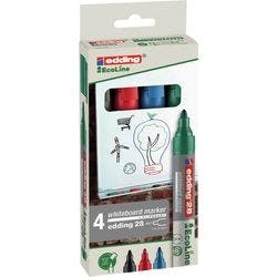 edding EcoLine 28 Whiteboard-Marker Farbig sortiert Mittel Rundspitze 1,5 - 3 mm 4 Stück Produktbild
