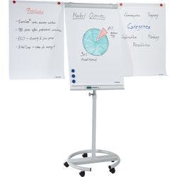 FRANKEN ECO Magnetisches Flipchart F2400/N Mit Seitenarmen Höhenverstellbar 68 x 105 cm Mit 5 Rollen und Stiftablage Hellgrau Produktbild