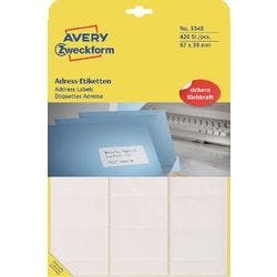 AVERY Zweckform 3348 Universaletiketten Weiß 67 x 38 mm 20 Blatt à 21 Etiketten Produktbild