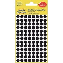 AVERY Zweckform Markierungspunkte 3009 Selbsthaftend Spezial Schwarz 4 Blatt à 104 Etiketten Produktbild Print Hauptbild L