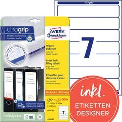 AVERY Zweckform L4760-25 Ordneretiketten DIN A4 Weiß 38 x 192 mm 30 Blatt à 7 Etiketten Produktbild