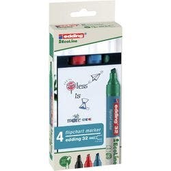 edding 32 Flipchart-Marker Mittel Keilspitze 1-5 mm Farbig sortiert Nachfüllbar Wasserbeständig 4 Stück Produktbild