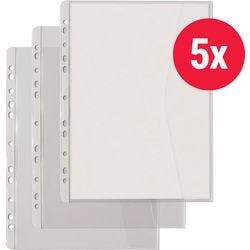 Hetzel Prospekthüllen DIN A4+ Genarbt Transparent 140 Mikron PVC (Polyvinylchlorid) Rechts 11 Löcher 5 Stück Produktbild