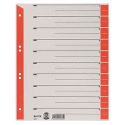 Leitz 1 bis 10 Register DIN A4 Überbreite Rot 1-teilig Pappkarton 6 Löcher 1652 100 Stück Produktbild