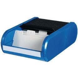 helit Visitenkartenbox H6218093 DIN A8 300 Karten Blau, Schwarz 13,6 x 24 x 6,7 cm Produktbild