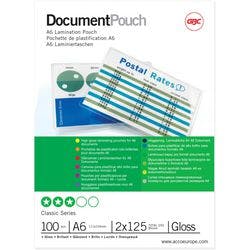 GBC Document Laminierfolien A6 Glänzend 125 Mikron (2 x 125) Transparent 100 Stück Produktbild