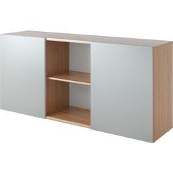 Hammerbacher Schiebetürenschrank Spanplatte 1 Fachboden 1.600 x 420 x 748 mm Walnuss Braun, Silber Produktbild