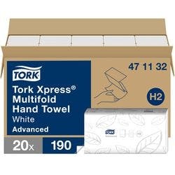 Tork Xpress Advanced Falthandtücher H2 M-falz Weiß 2-lagig 471132 20 Stück à 190 Blatt Produktbild