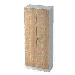 Hammerbacher Flügeltürenschrank Melaminharzbeschichtete Spanplatte 5 Fachböden Abschließbar 800 x 420 x 2.004 mm Eiche Braun, Weiß Produktbild
