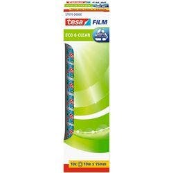 tesa Klebeband tesafilm Eco & Clear 57070 Transparent 15 mm (B) x 10 m (L) PP (Polyproplylen) Recycelt 100% 10 Rollen Produktbild