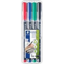 STAEDTLER Lumocolor 317 OHP-Marker Mittel Rundspitze 1 mm Farbig sortiert Nachfüllbar 4 Stück Produktbild