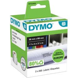 Dymo LW S0722400 / 99012 Authentic Große Adressetiketten Selbstklebend Weiß 36 x 89 mm 2 Rollen à 260 Etiketten Produktbild