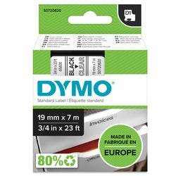 Dymo D1 S0720820 / 45800 Authentic Schriftband Selbstklebend Schwarzer Druck auf Transparent 19 mm x 7m Produktbild