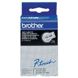 Brother TC-101 Authentic Schriftband Selbstklebend Schwarzer Druck auf Transparent 12 mm x 7.7m Produktbild