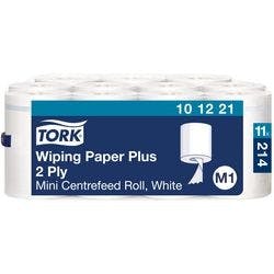 Tork Advanced Starke Mehrzweck-Papierwischtücher Mini M1 Innenabrollung Weiß 11 Rollen à 214 Blatt Produktbild