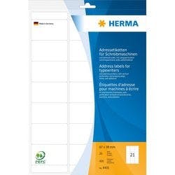 HERMA Adressetiketten 4431 DIN A4 Weiß 67 x 38 mm 20 Blatt à 21 Etiketten Produktbild