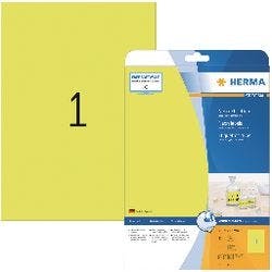 HERMA Farbige Etiketten 5148 Neongelb Rechteckig 20 Etiketten pro Packung Produktbild