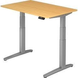 Hammerbacher Sitz-Stehschreibtisch XBHM Buche, Silber 1.200 x 800 x 720 mm mit Aufbau Produktbild Print Hauptbild L