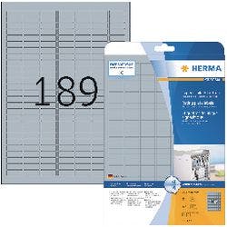 HERMA Typenschildetiketten 4220 Silber DIN A4 25,4 x 10 mm 25 Blatt à 189 Etiketten Produktbild