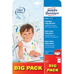 AVERY Zweckform Inkjet Fotopapier Glänzend DIN A4 160 g/m² Weiß 60 Blatt Produktbild