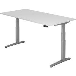 Hammerbacher Sitz-Stehschreibtisch XBHM Weiß, Silber  2.000 x 1.000 x 720 x 65 - 130 mm mit Aufbau Produktbild