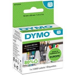 DYMO LW Etiketten Authentisch 11353 S0722530 Selbsthaftend Schwarz auf Weiß 13 x 25 mm 1000 Etiketten Produktbild