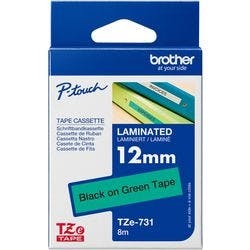 Brother P-Touch Beschriftungsband Authentisch TZE731 TZE-731 Selbsthaftend Schwarz auf Grün 12 mm x 8 m Produktbild