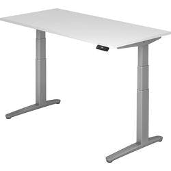 Hammerbacher Elektrisch Höhenverstellbar Sitz-Stehschreibtisch Rechteckig Holz Silber T-Fuß 1.600 x 800 x 720 mm Produktbild