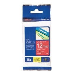 Brother TZe-435 Authentic Schriftband Selbstklebend Weißer Druck auf Red 12 mm x 8m Produktbild