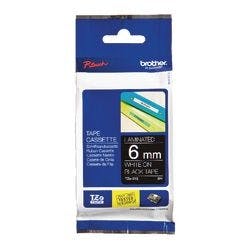 Brother TZe-315 Authentic Schriftband Selbstklebend Weißer Druck auf Schwarz 6 mm x 8m Produktbild
