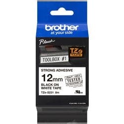 Brother TZe-S231 Authentic Schriftband Extra-stark klebend Schwarzer Druck auf Weiß 12 mm x 8m Produktbild