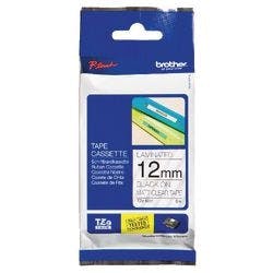 Brother TZe-M31 Authentic Matt Schriftband Selbstklebend Schwarzer Druck auf Transparent 12 mm x 8m Produktbild