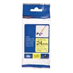 Brother TZe-FX651 Authentic Flexibles Schriftband Selbstklebend Schwarzer Druck auf Gelb 24 mm x 8m Produktbild