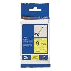 Brother TZe-FX621 Authentic Flexibles Schriftband Selbstklebend Schwarzer Druck auf Gelb 9 mm x 8 m Produktbild