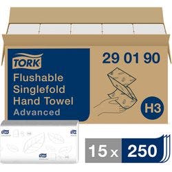 Tork Advanced Falthandtücher H3 Z-falz Weiß 2-lagig 290190 15 Stück à 250 Blatt Produktbild