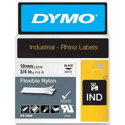 Dymo IND S0718120 / 18489 Authentic Rhino Flexibles Nylon Schriftband Selbstklebend Schwarzer Druck auf Weiß 19 mm x 3.5m Produktbild