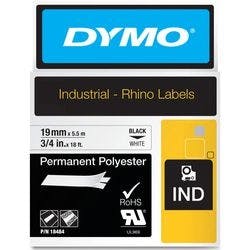 DYMO IND S0718220 / 18484 Authentic Rhino Polyester Schriftband Selbstklebend Schwarzer Druck auf Weiß 19 mm x 5.5m Produktbild
