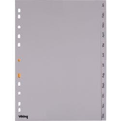 Viking Register DIN A4 Grau 12-teilig Perforiert Kunststoff Jan - Dez Produktbild