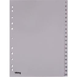 Viking Register DIN A4 Grau 20-teilig Perforiert Kunststoff 1 bis 20 Produktbild Print Hauptbild L
